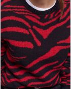 Pull en Laine mélangée col rond imprimé noir