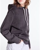 Pull à capuche en Coton & Laine noir