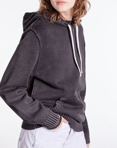 Pull à capuche en Coton & Laine noir
