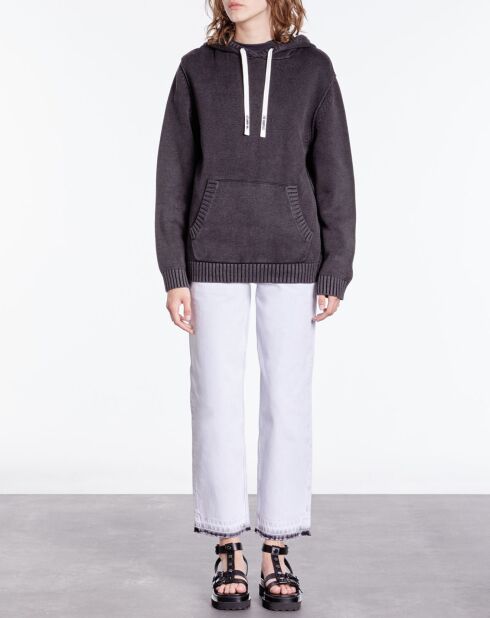 Pull à capuche en Coton & Laine noir