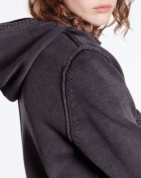 Pull à capuche en Coton & Laine noir
