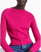 Pull côtelé rose