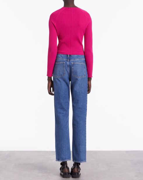 Pull côtelé rose