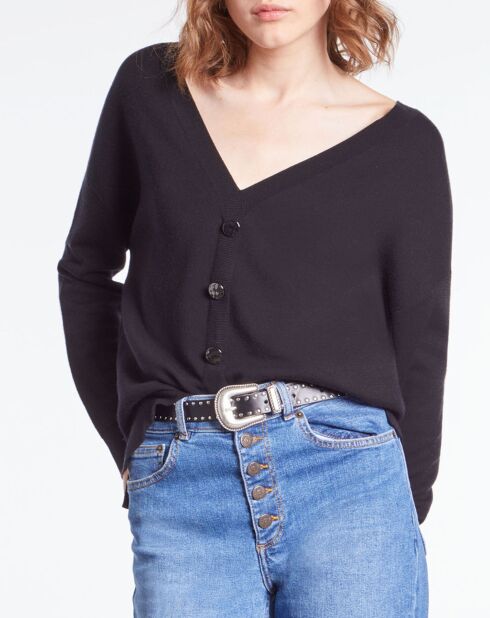 Pull en Laine mélangée avec bouton dans le dos noir