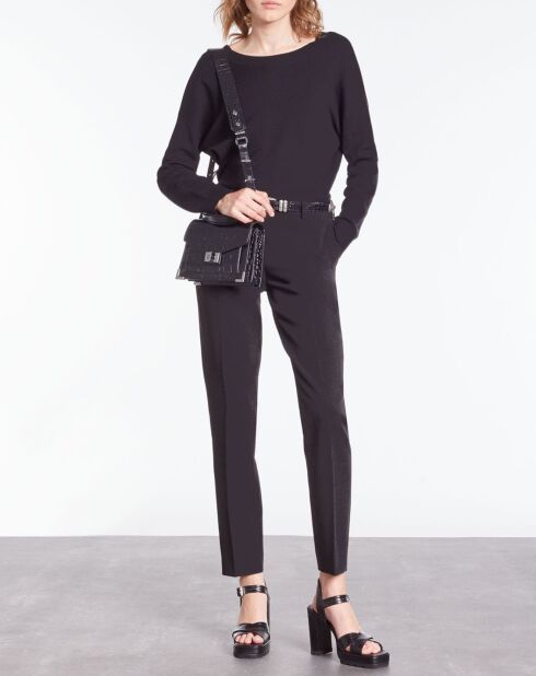 Pull en Laine mélangée avec bouton dans le dos noir