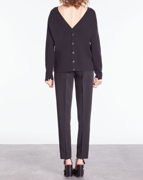 Pull en Laine mélangée avec bouton dans le dos noir