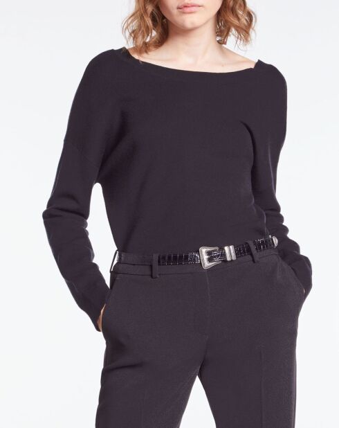 Pull en Laine mélangée avec bouton dans le dos noir