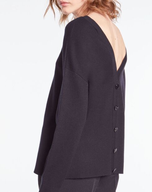 Pull en Laine mélangée avec bouton dans le dos noir