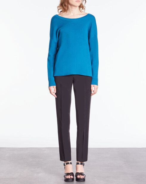 Pull en Laine mélangée avec boutonnage dans le dos bleu