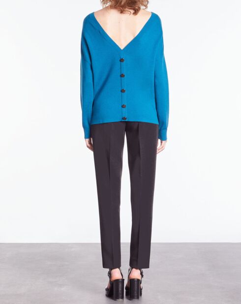 Pull en Laine mélangée avec boutonnage dans le dos bleu