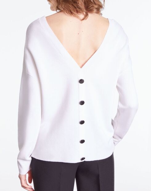 Pull en Laine mélangée avec bouton dans le dos écru