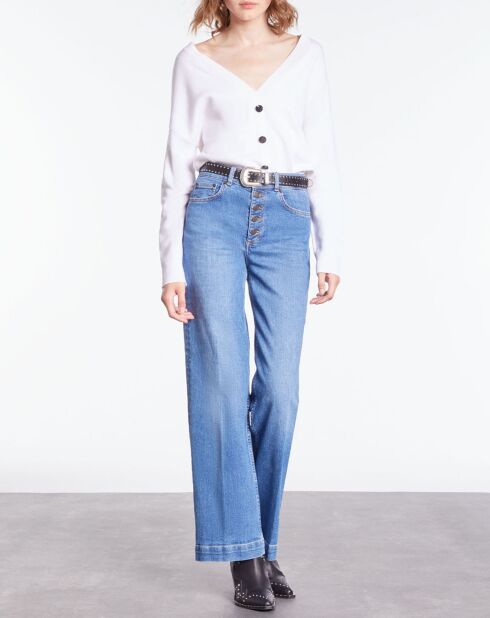 Pull en Laine mélangée avec bouton dans le dos écru