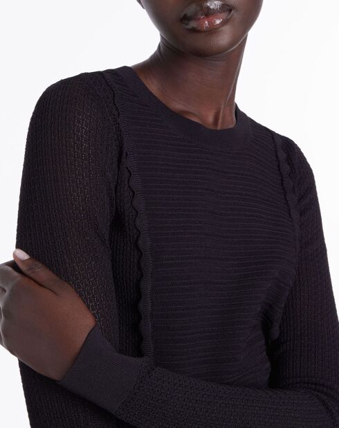 Pull en maille ajourée noire