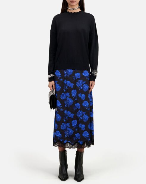 Pull noir avec dos en dentelle