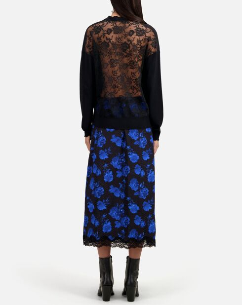 Pull noir avec dos en dentelle