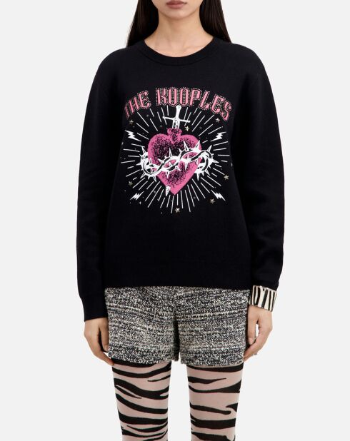 Pull en Laine mélangée Dagger through heart avec étoiles noir