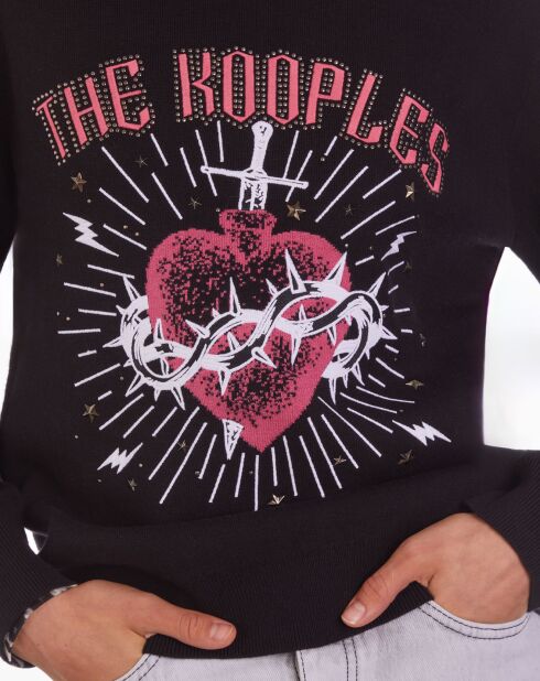 Pull en Laine mélangée Dagger through heart avec étoiles noir
