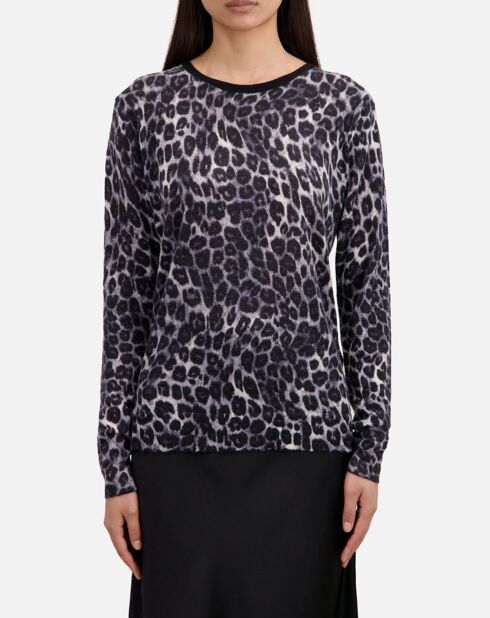 Pull 100% Cachemire imprimé noir