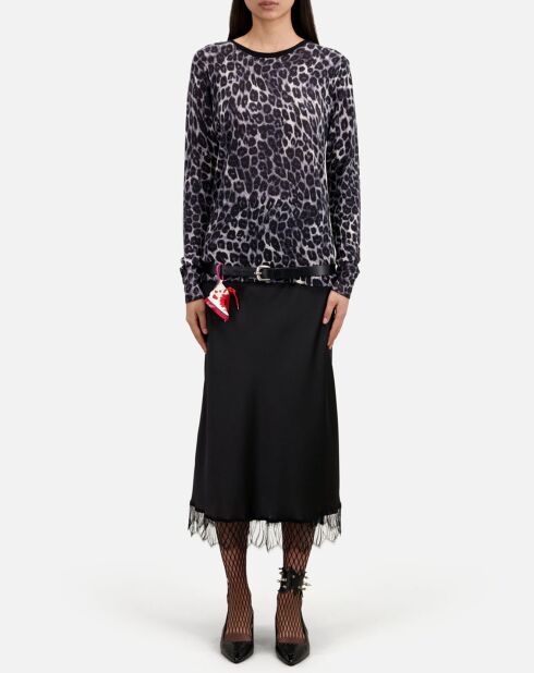 Pull 100% Cachemire imprimé noir