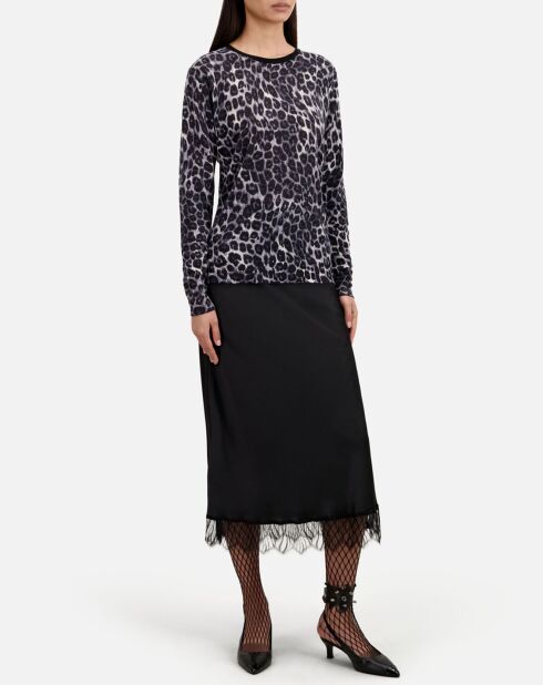 Pull 100% Cachemire imprimé noir