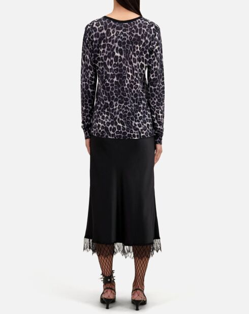 Pull 100% Cachemire imprimé noir