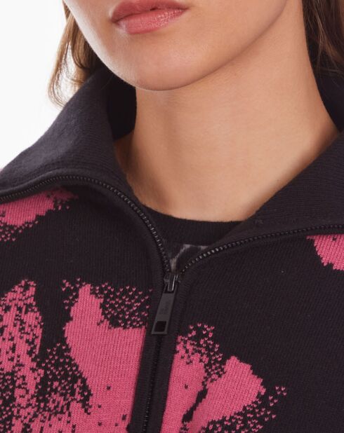 Pull en Laine mélangée à fleurs noir