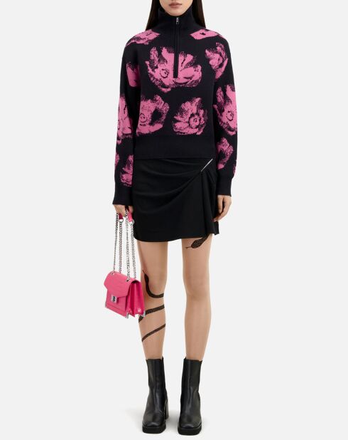Pull en Laine mélangée à fleurs noir