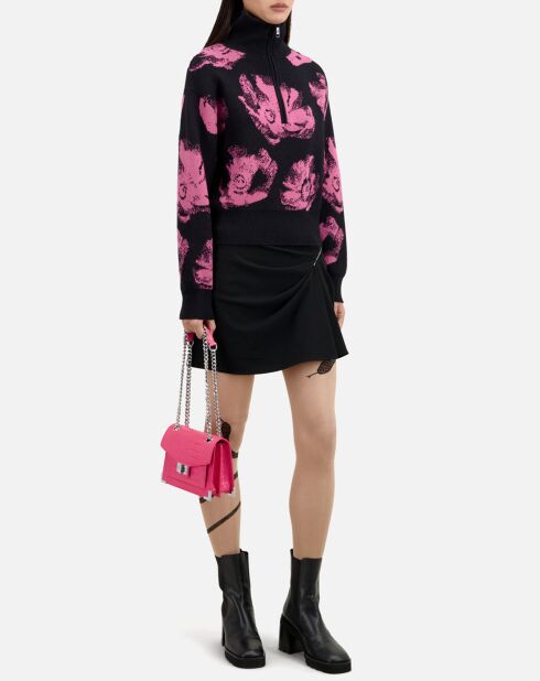 Pull en Laine mélangée à fleurs noir