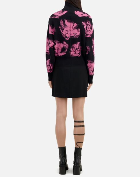 Pull en Laine mélangée à fleurs noir