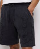 Short molletonné avec broderies Western noir
