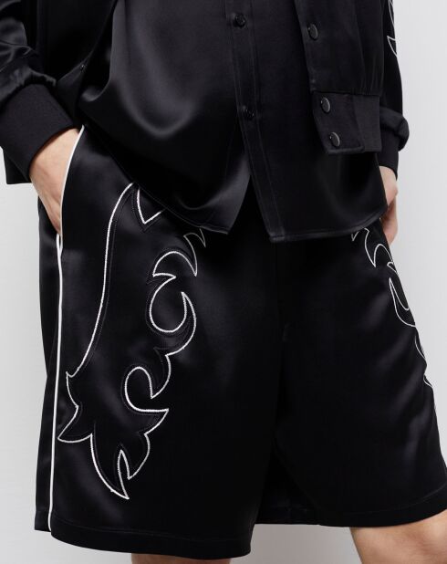 Short avec broderies Western noir