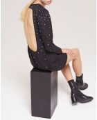 Robe courte détails strass noire