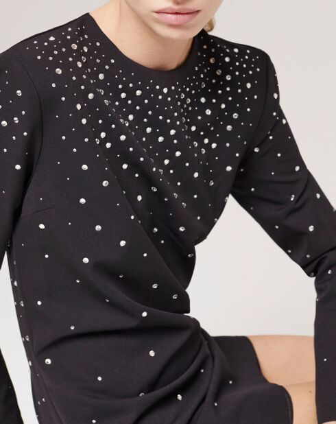 Robe courte détails strass noire