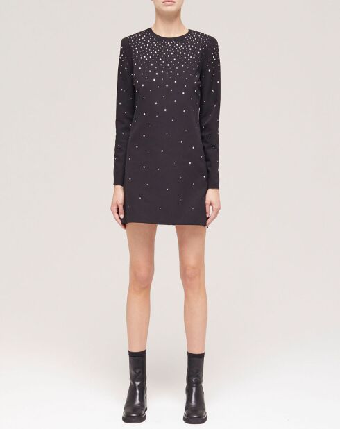 Robe courte détails strass noire