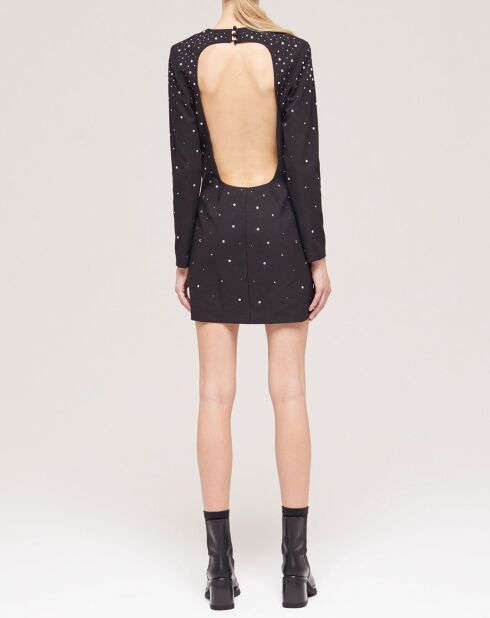 Robe courte détails strass noire