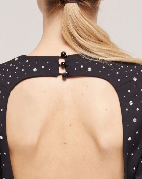 Robe courte détails strass noire