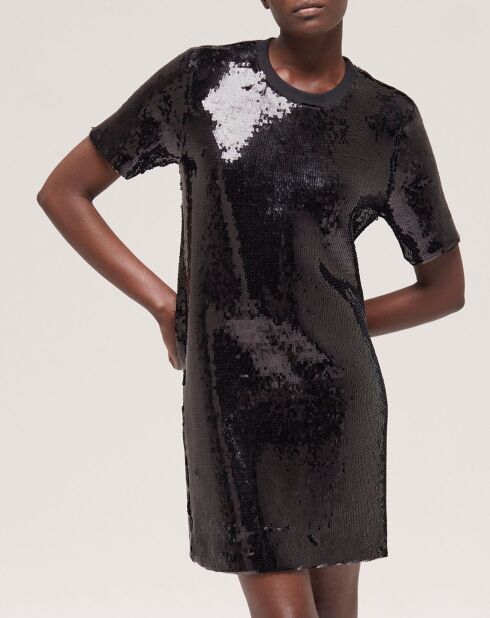 Robe courte à sequins noire