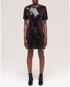 Robe courte à sequins noire