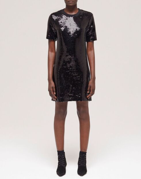 Robe courte à sequins noire