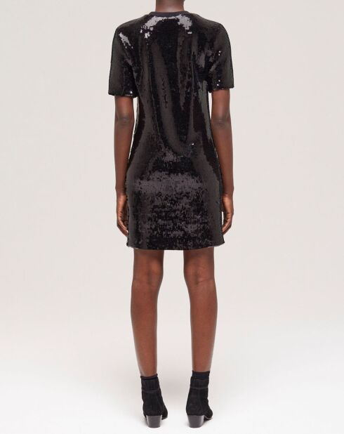 Robe courte à sequins noire