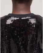 Robe courte à sequins noire