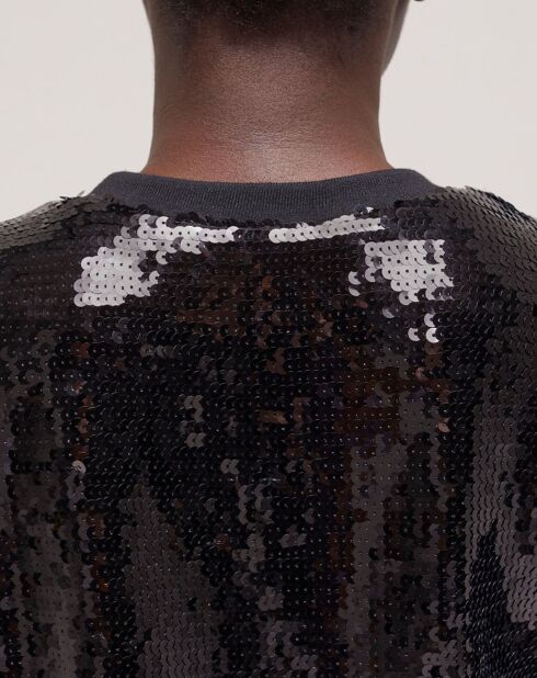 Robe courte à sequins noire