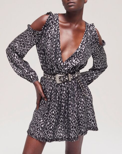 Robe courte léopard argentée