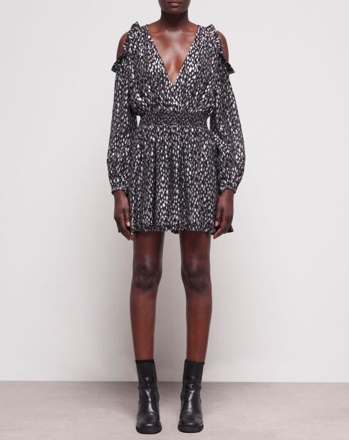 Robe courte léopard argentée