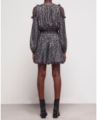 Robe courte léopard argentée