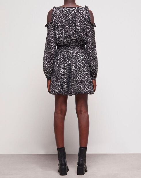 Robe courte léopard argentée