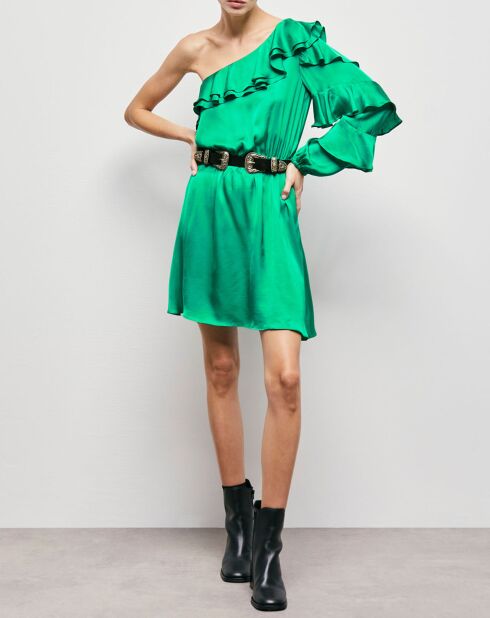 Robe courte asymétrique verte