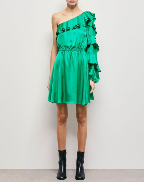 Robe courte asymétrique verte