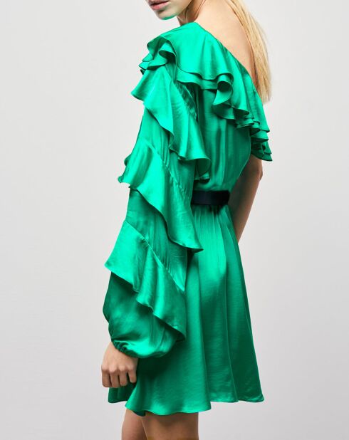 Robe courte asymétrique verte