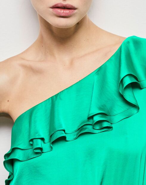 Robe courte asymétrique verte